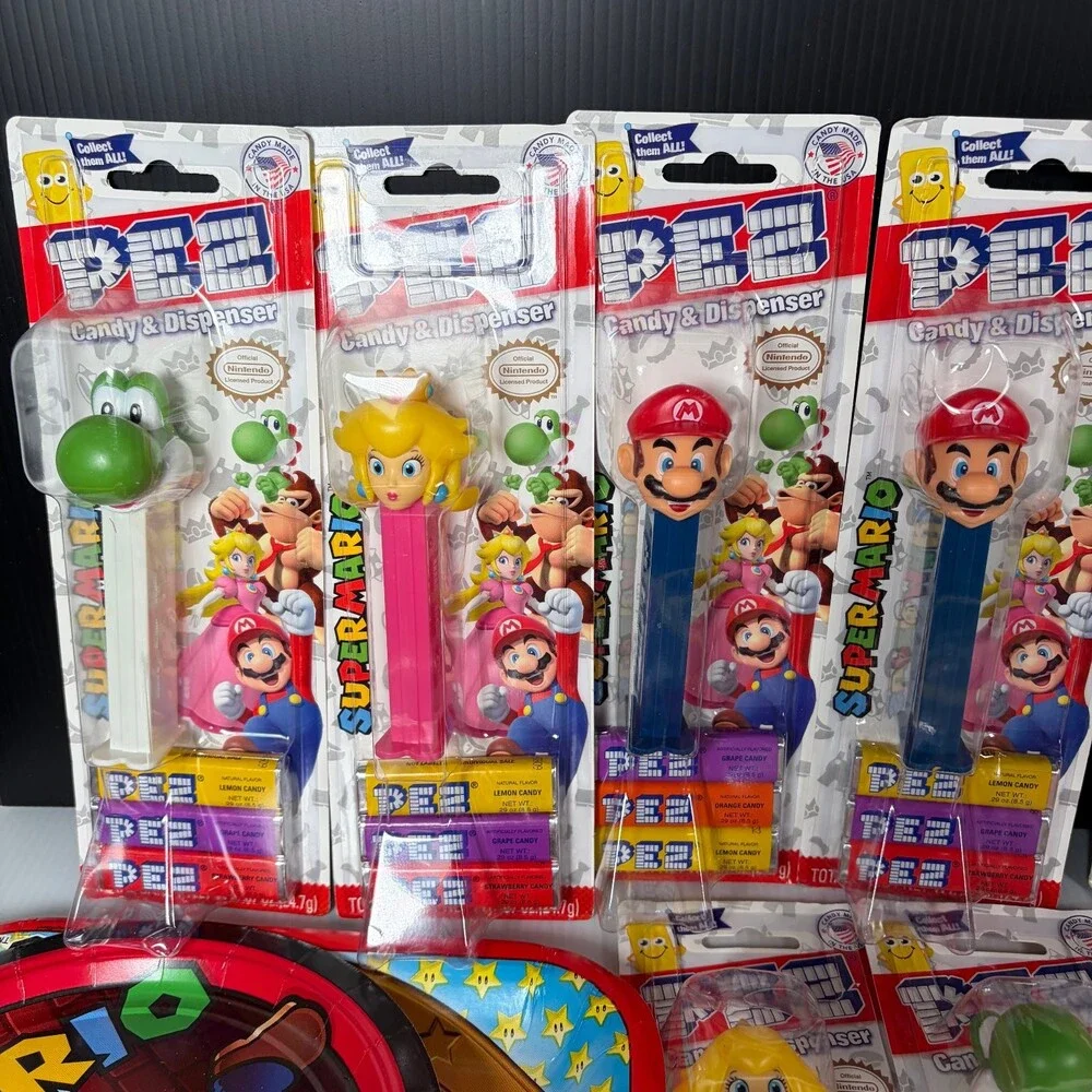 Super Mario Birthday Party Favor Lot PEZ Dispensers Zelda Plates Napkins Straws